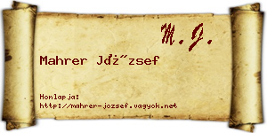 Mahrer József névjegykártya